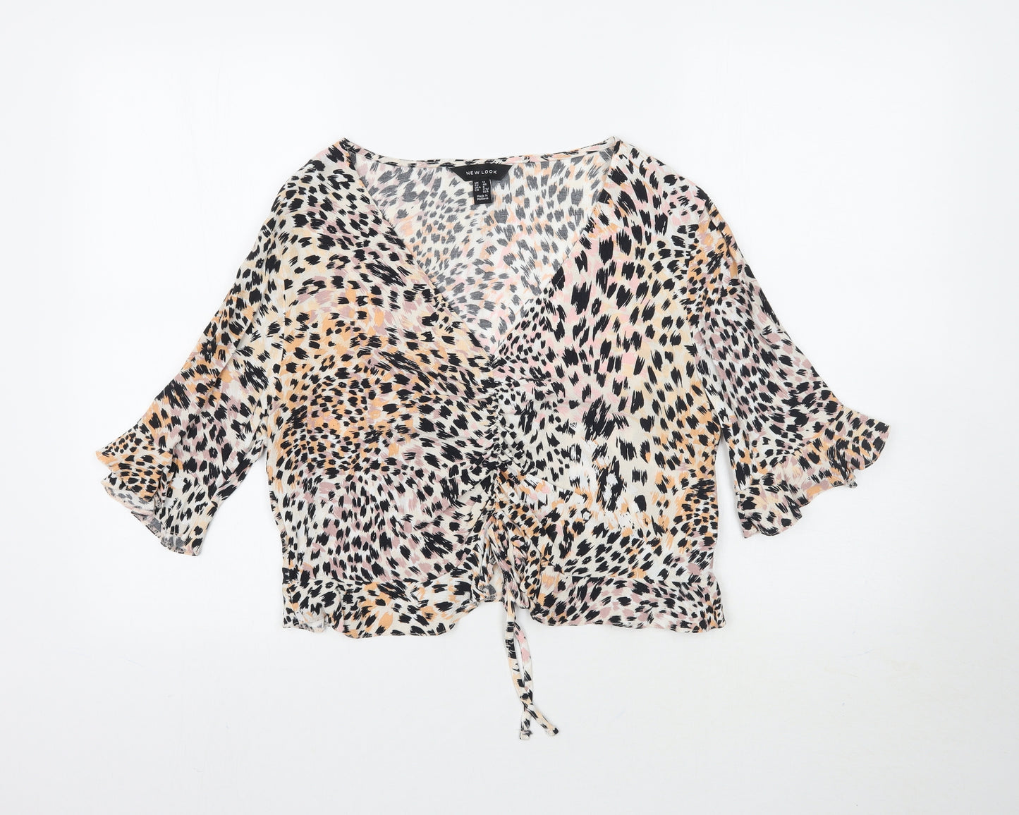New Look Womens Multicoloured Animal Print  Basic Blouse Size 12