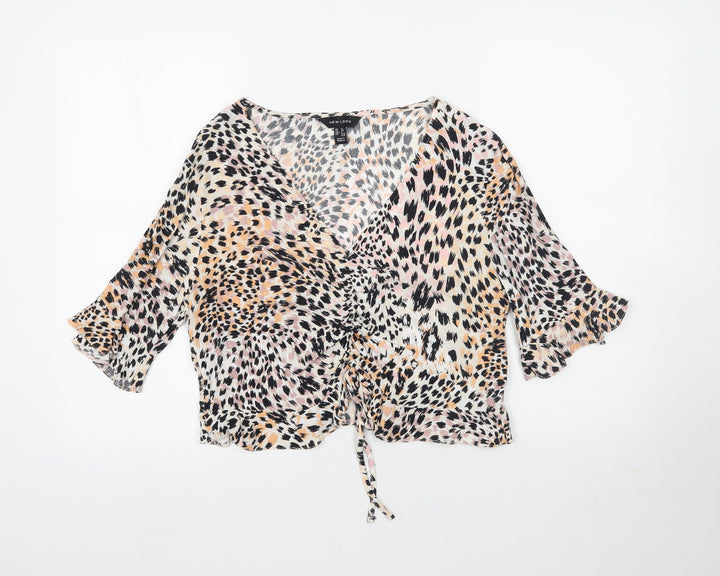 New Look Womens Multicoloured Animal Print  Basic Blouse Size 12