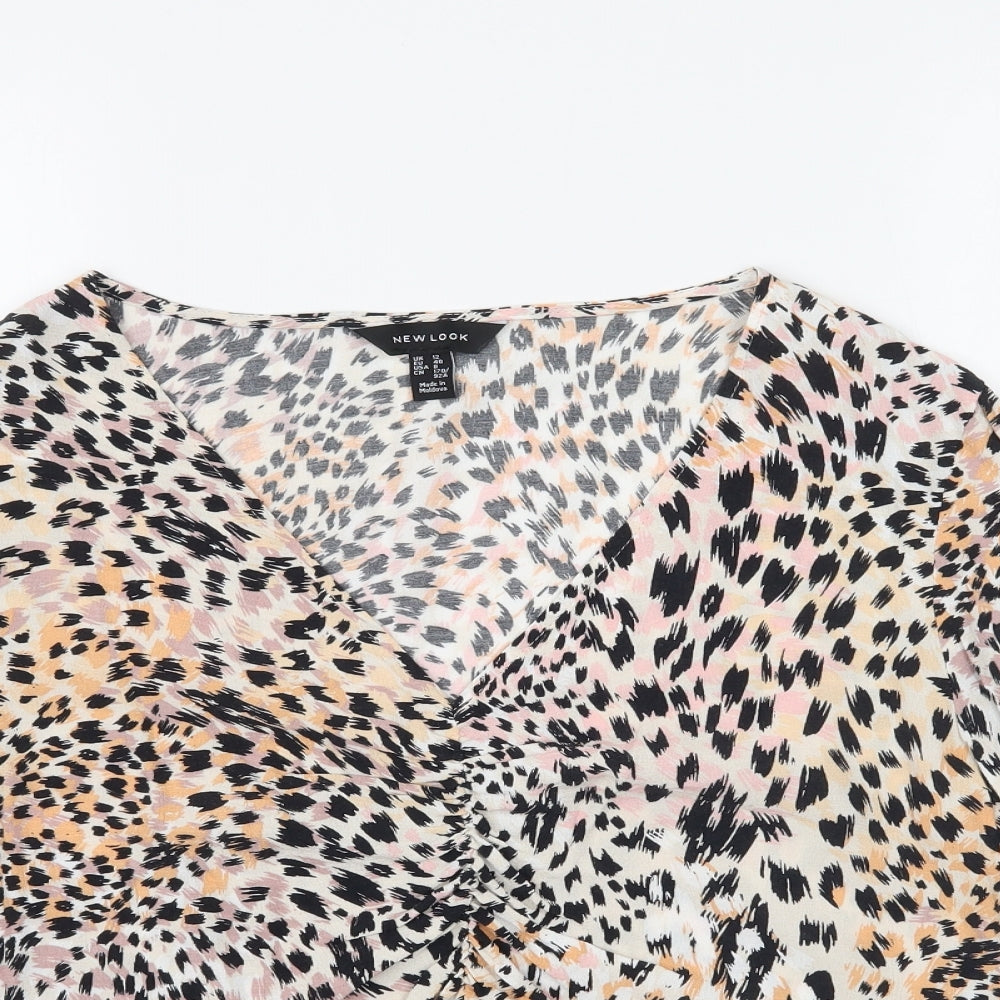 New Look Womens Multicoloured Animal Print  Basic Blouse Size 12