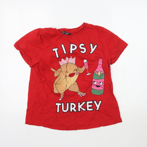 Studio Sleepwear Womens Red   Top Pyjama Top Size 12  - Christmas Tipsy Turkey