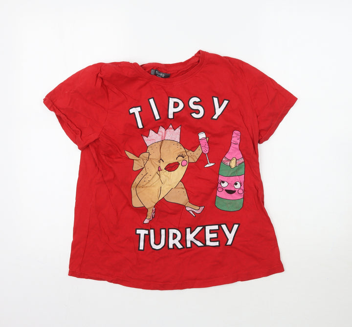 Studio Sleepwear Womens Red Top Pyjama Top Size 12 - Christmas Tipsy Turkey