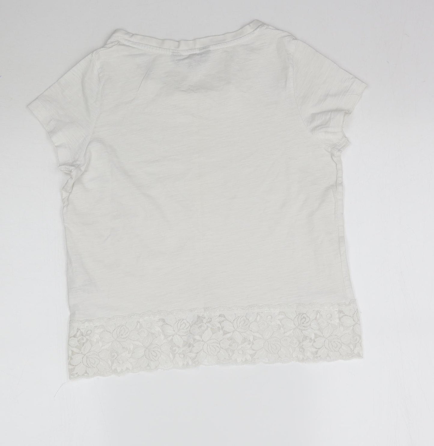 Orginals Womens White   Basic T-Shirt Size 10  - Lace detail