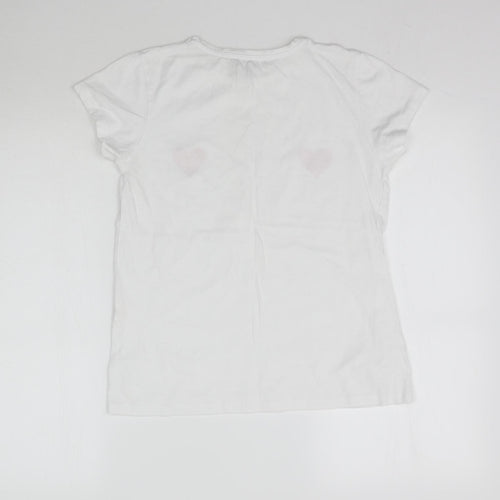 Primark Womens White   Basic T-Shirt Size 6  - Love Hearts