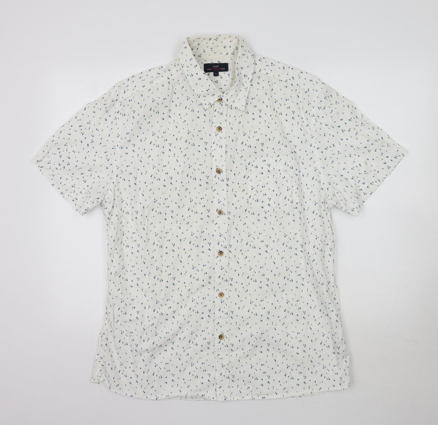 Matalan Mens White Polka Dot   Button-Up Size L