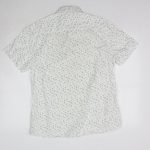 Matalan Mens White Polka Dot   Button-Up Size L
