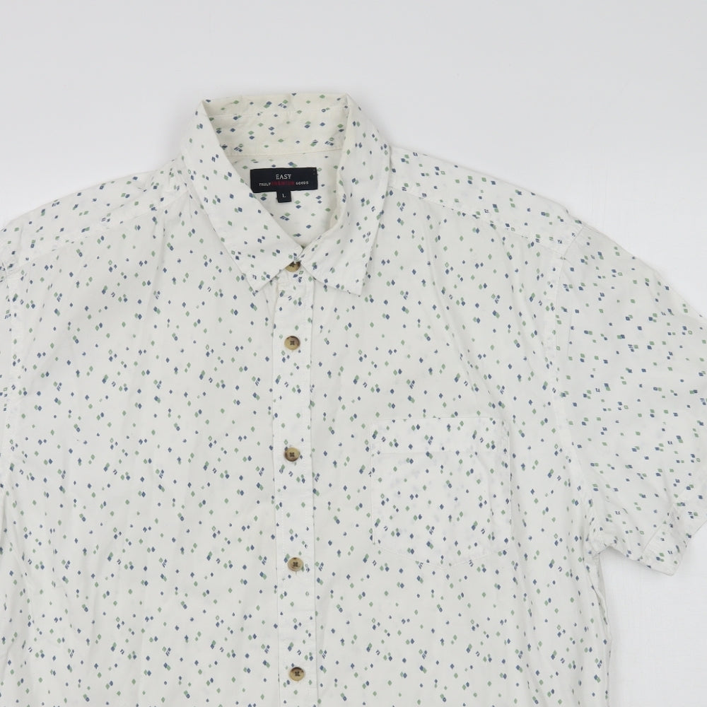 Matalan Mens White Polka Dot   Button-Up Size L