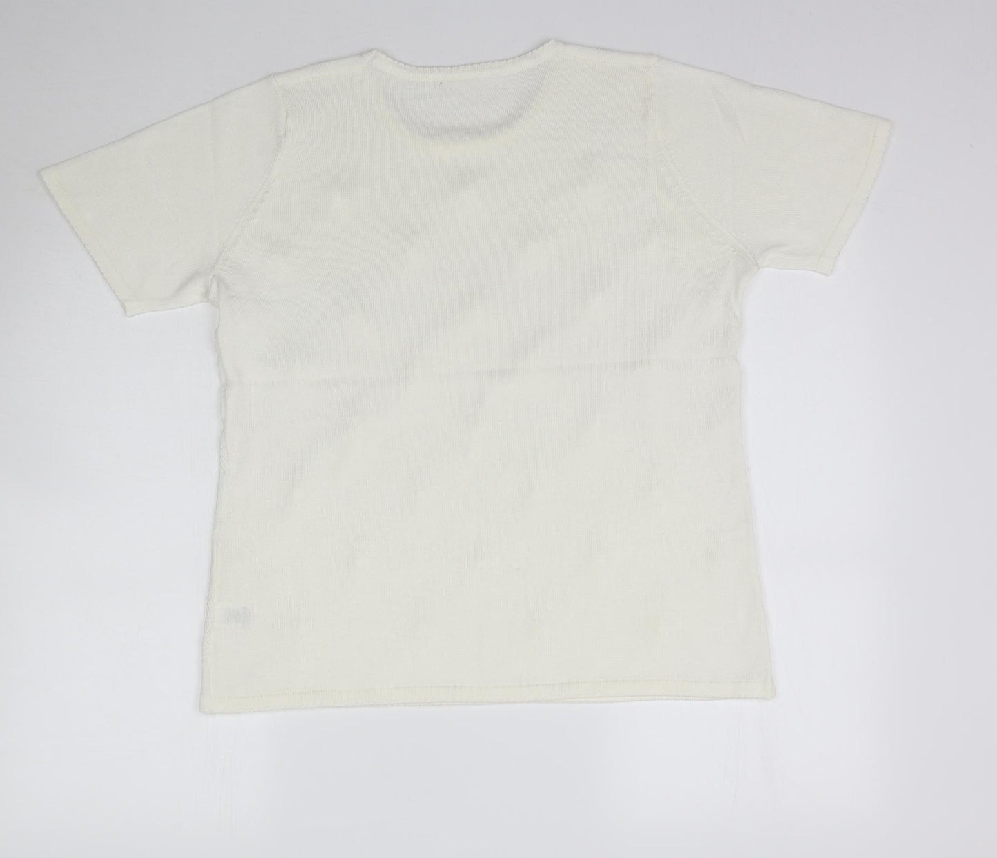 Preworn Womens Ivory  Knit Basic Blouse Size M  - Pearl detail