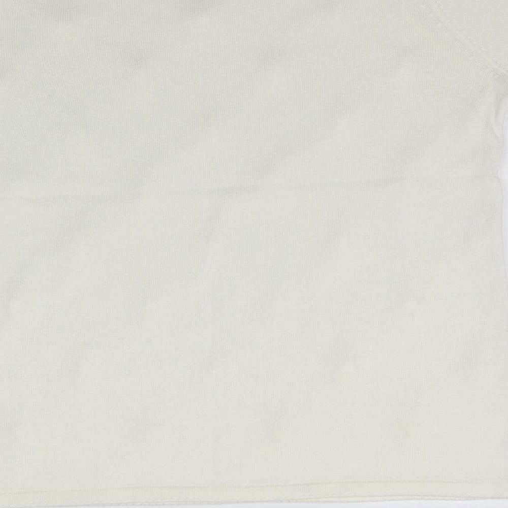 Preworn Womens Ivory  Knit Basic Blouse Size M  - Pearl detail