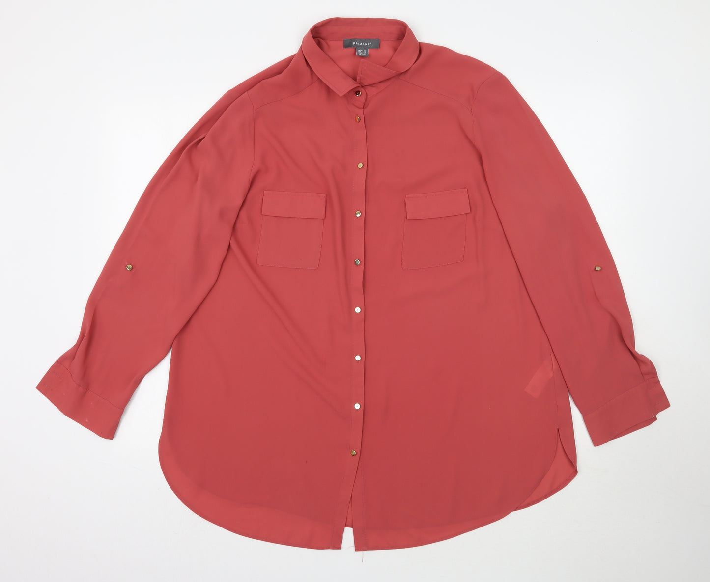 Primark Womens Pink   Basic Button-Up Size 20  - Terracotta Colour