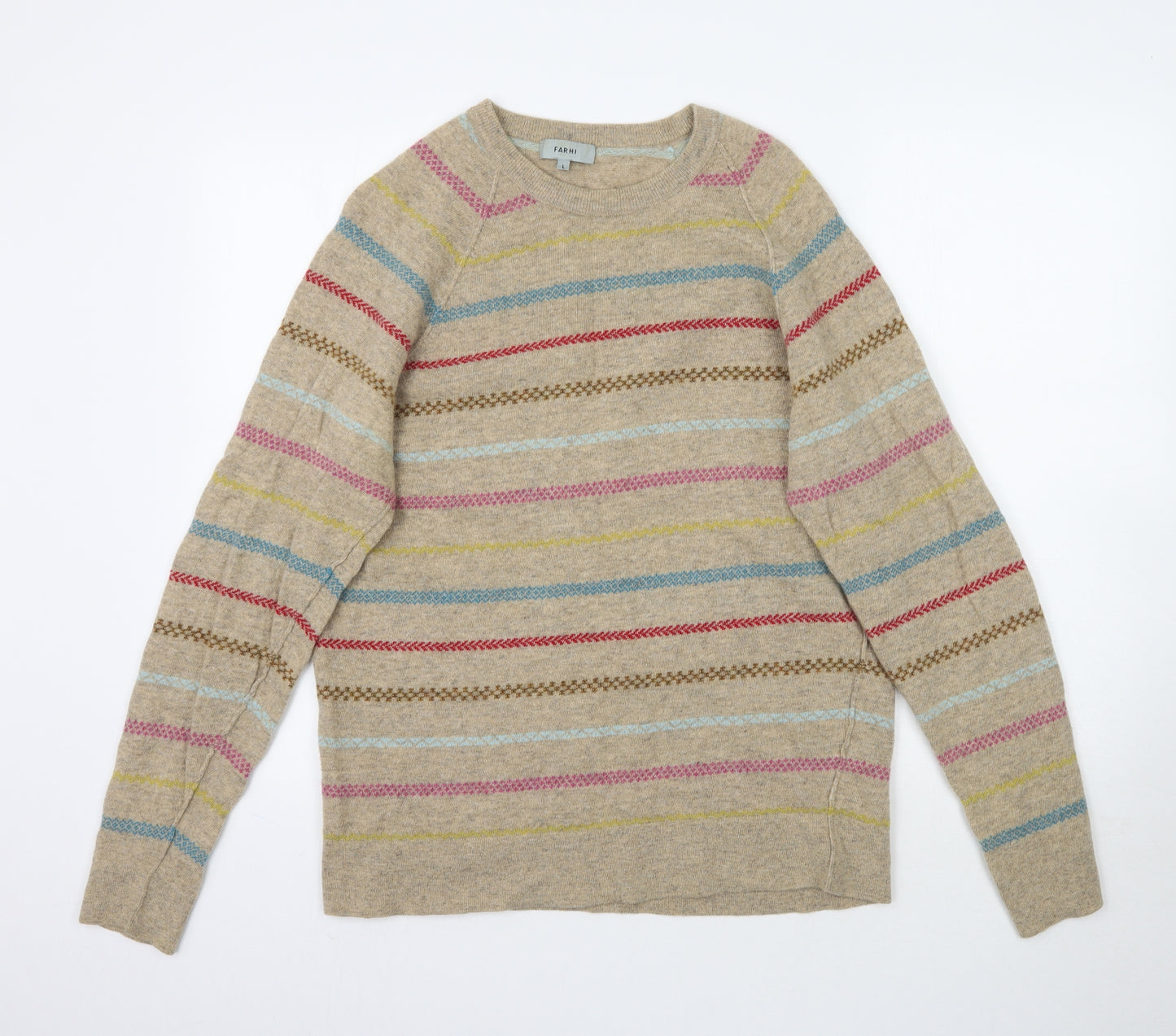 Farhi Womens Beige Striped  Pullover Jumper Size L