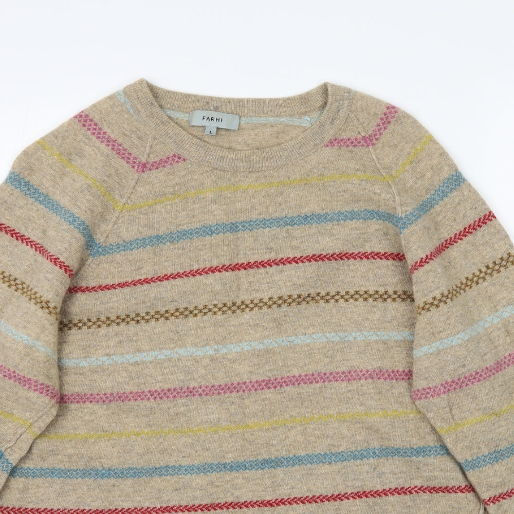 Farhi Womens Beige Striped  Pullover Jumper Size L