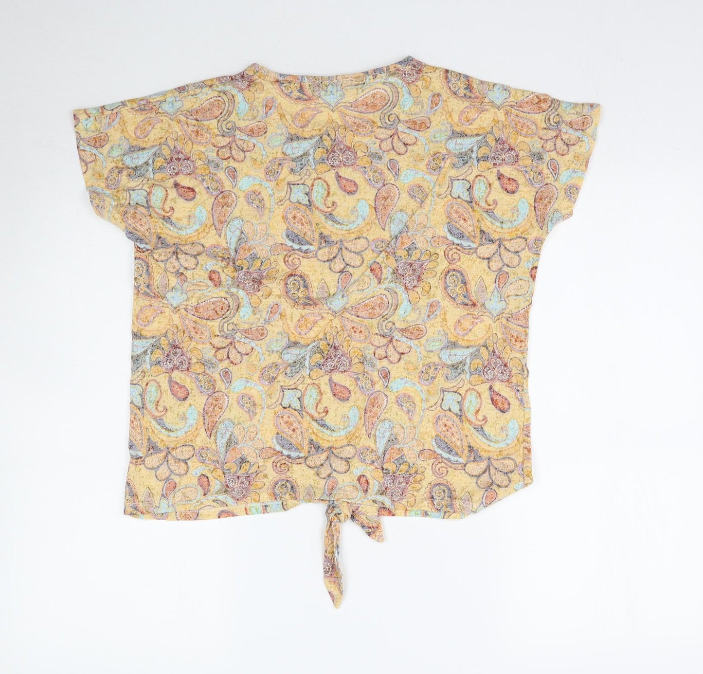Isle Womens Multicoloured Paisley  Basic T-Shirt Size S  - Tie detail