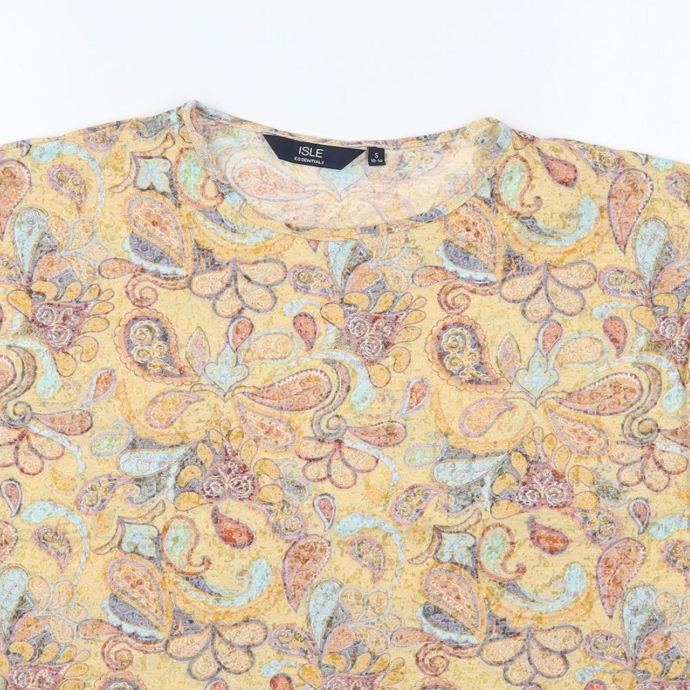 Isle Womens Multicoloured Paisley  Basic T-Shirt Size S  - Tie detail