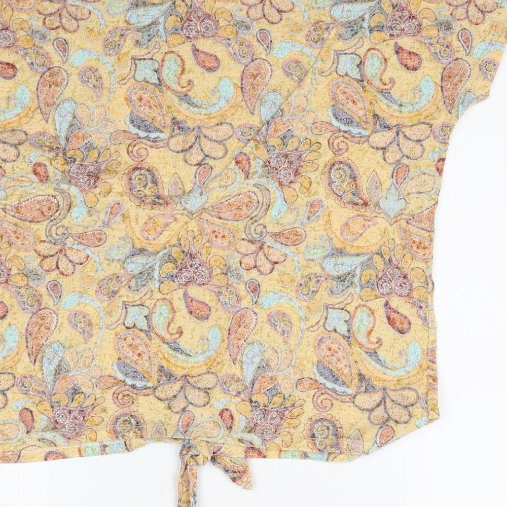 Isle Womens Multicoloured Paisley  Basic T-Shirt Size S  - Tie detail