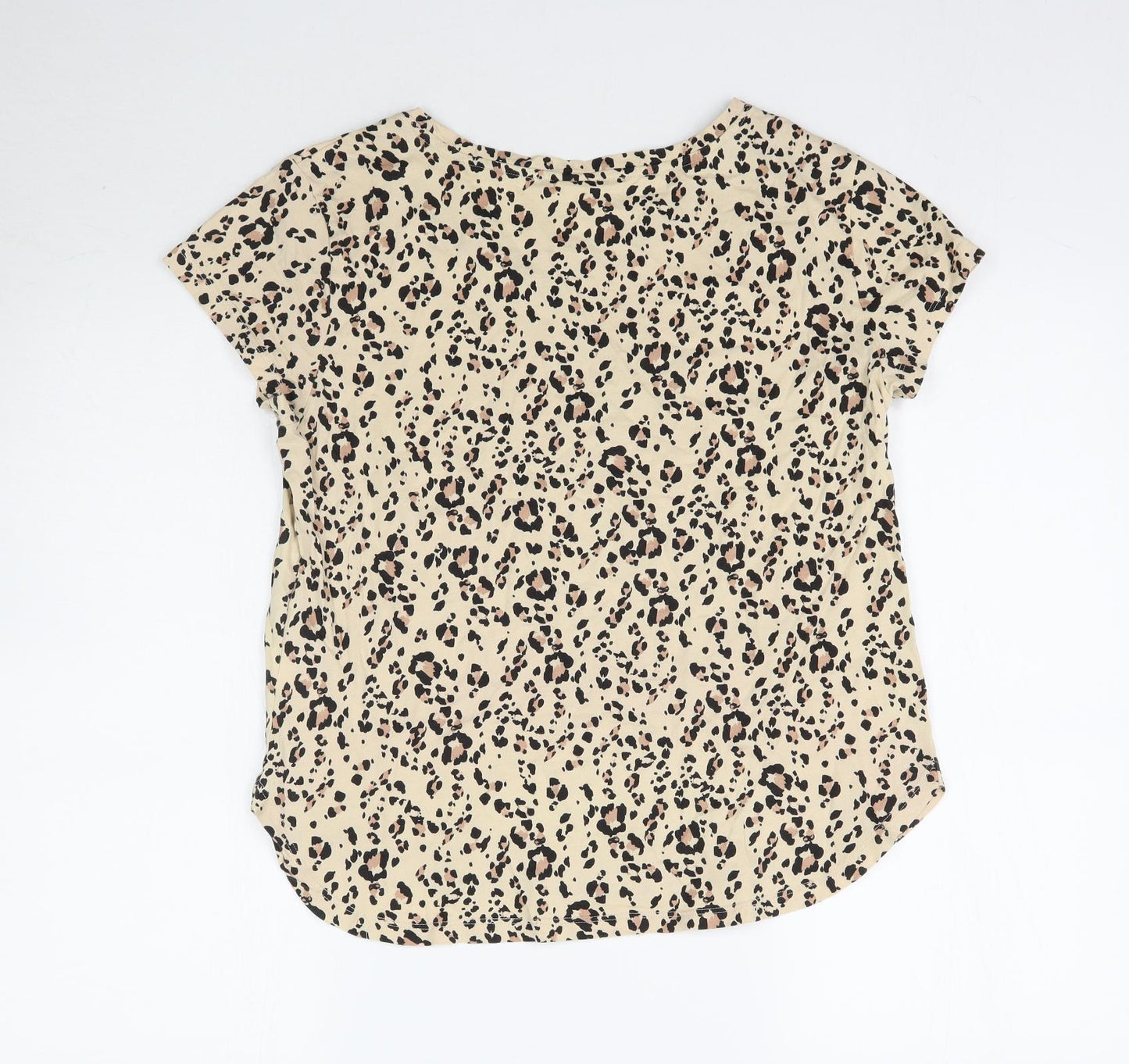 H&M Womens Beige Animal Print  Basic T-Shirt Size S  - LEOPARD PRINT