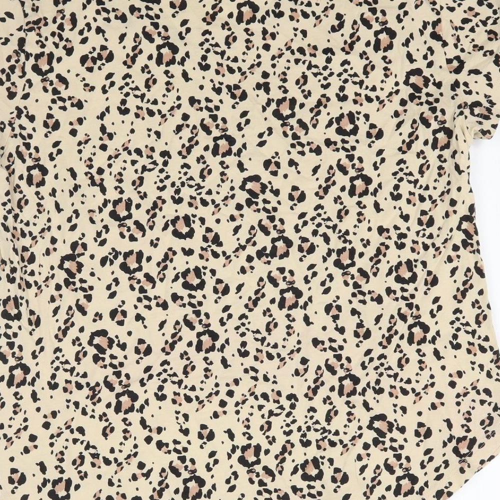 H&M Womens Beige Animal Print  Basic T-Shirt Size S  - LEOPARD PRINT