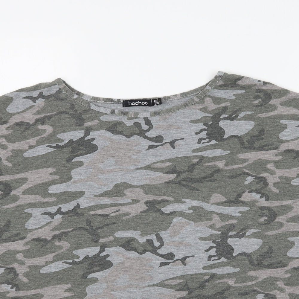 Boohoo Womens Green Camouflage  Basic T-Shirt Size 18