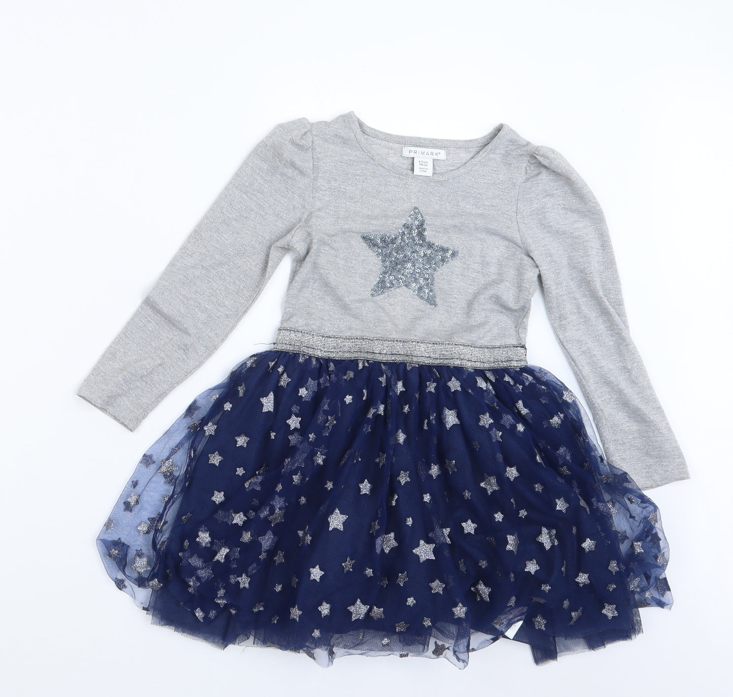 Primark Girls Grey   T-Shirt Dress  Size 4-5 Years