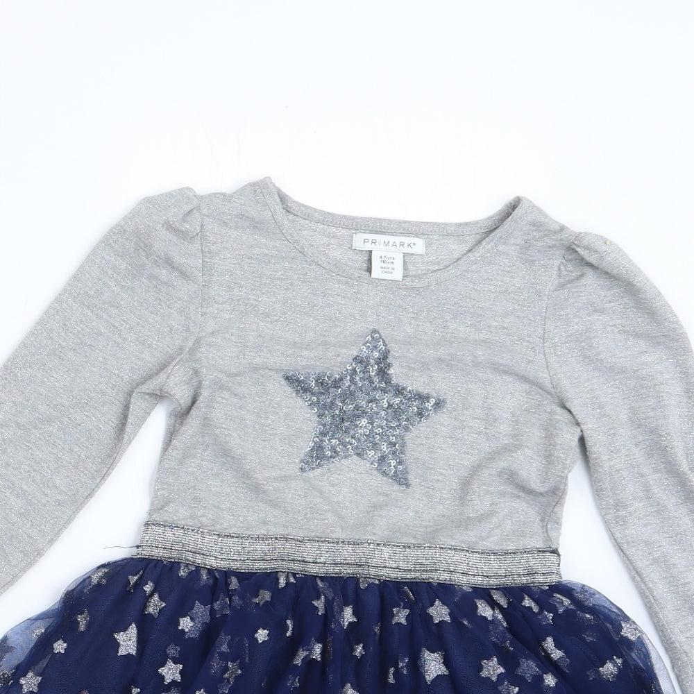 Primark Girls Grey   T-Shirt Dress  Size 4-5 Years