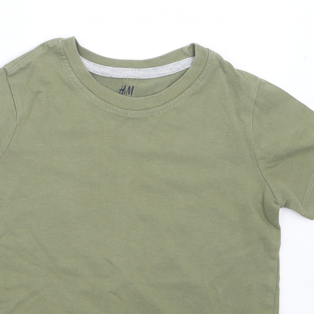 H&M Boys Green   Basic T-Shirt Size 3-4 Years