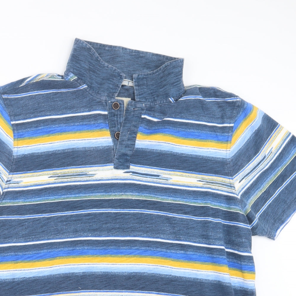 Mantaray Mens Blue Striped   Polo Size L