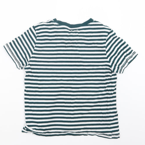 FOREVER 21  Womens Green Striped  Basic T-Shirt Size S