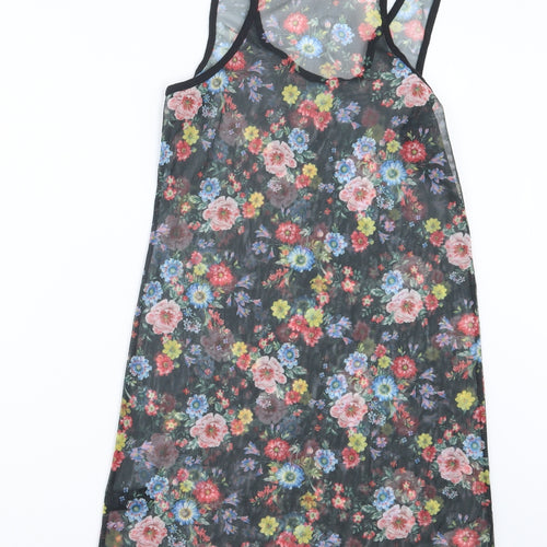 George Womens Black Floral  Basic T-Shirt Size 12  - Long