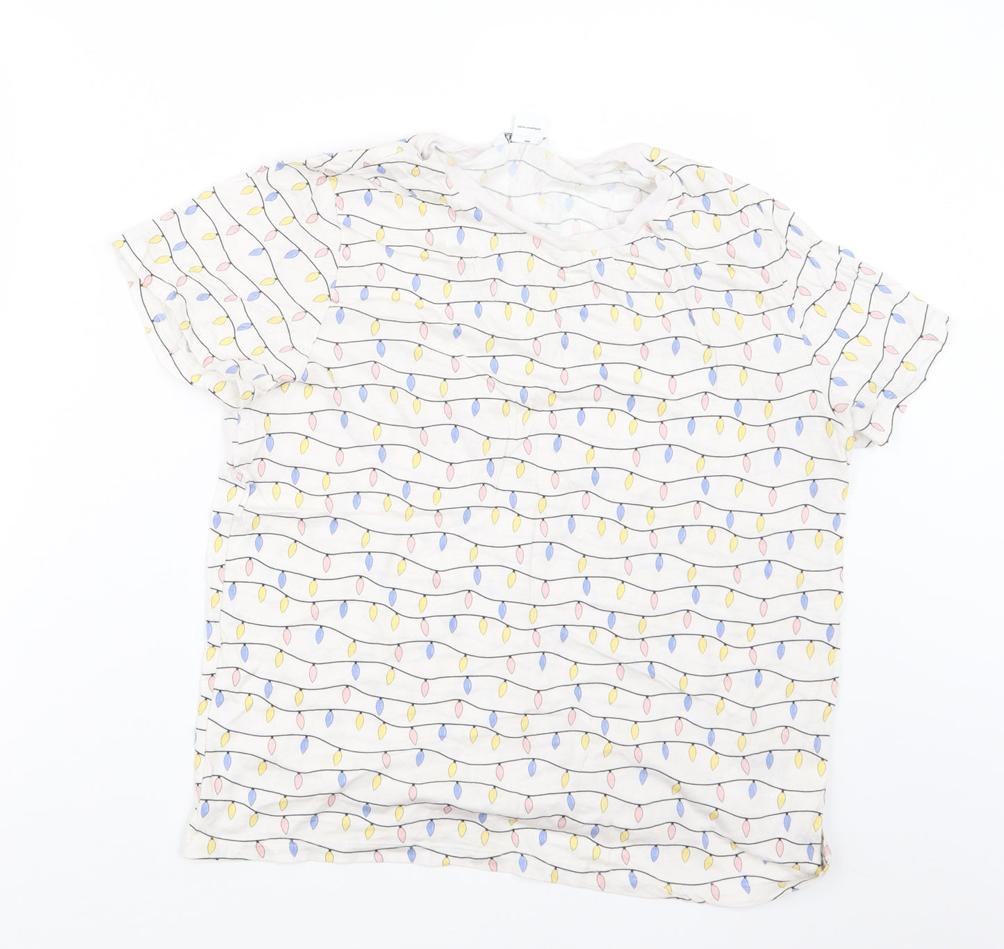 Monki Womens White Geometric  Basic T-Shirt Size S