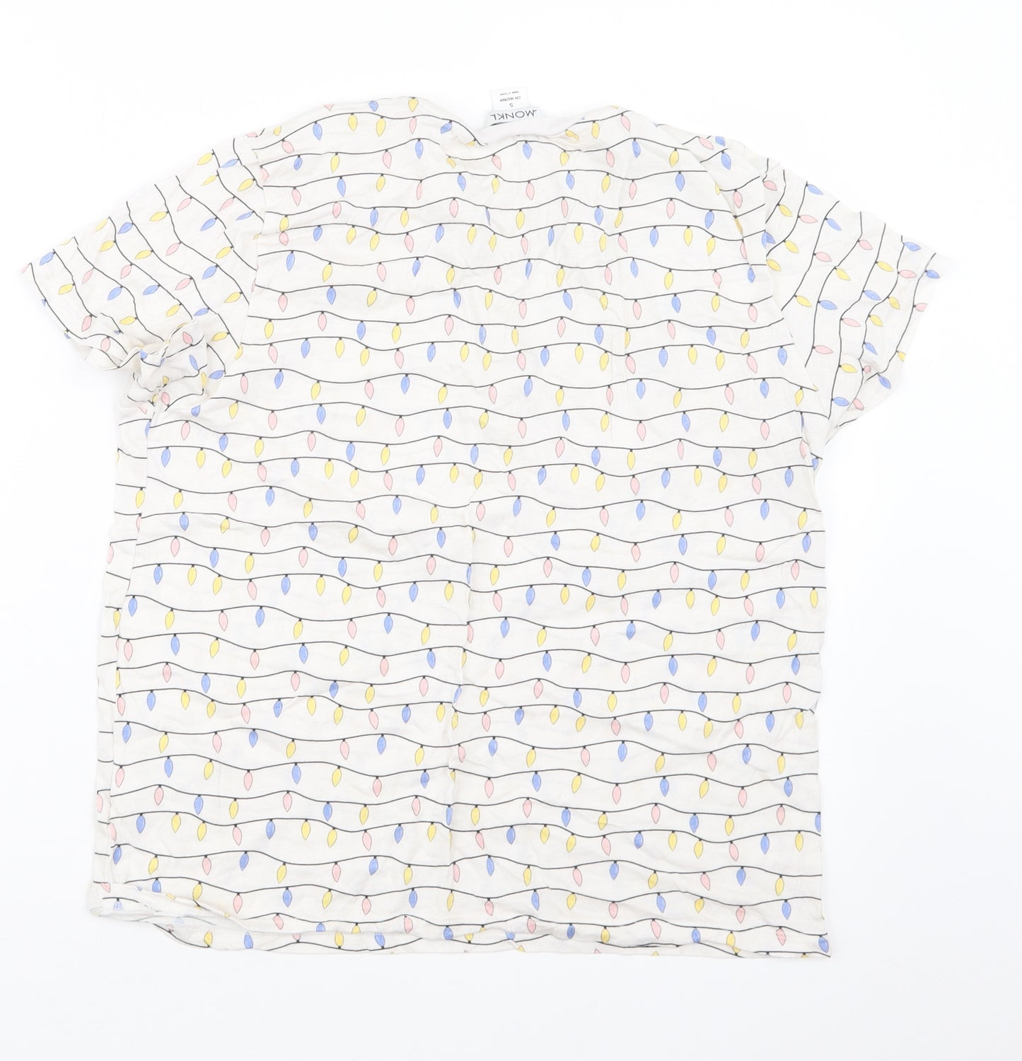 Monki Womens White Geometric  Basic T-Shirt Size S