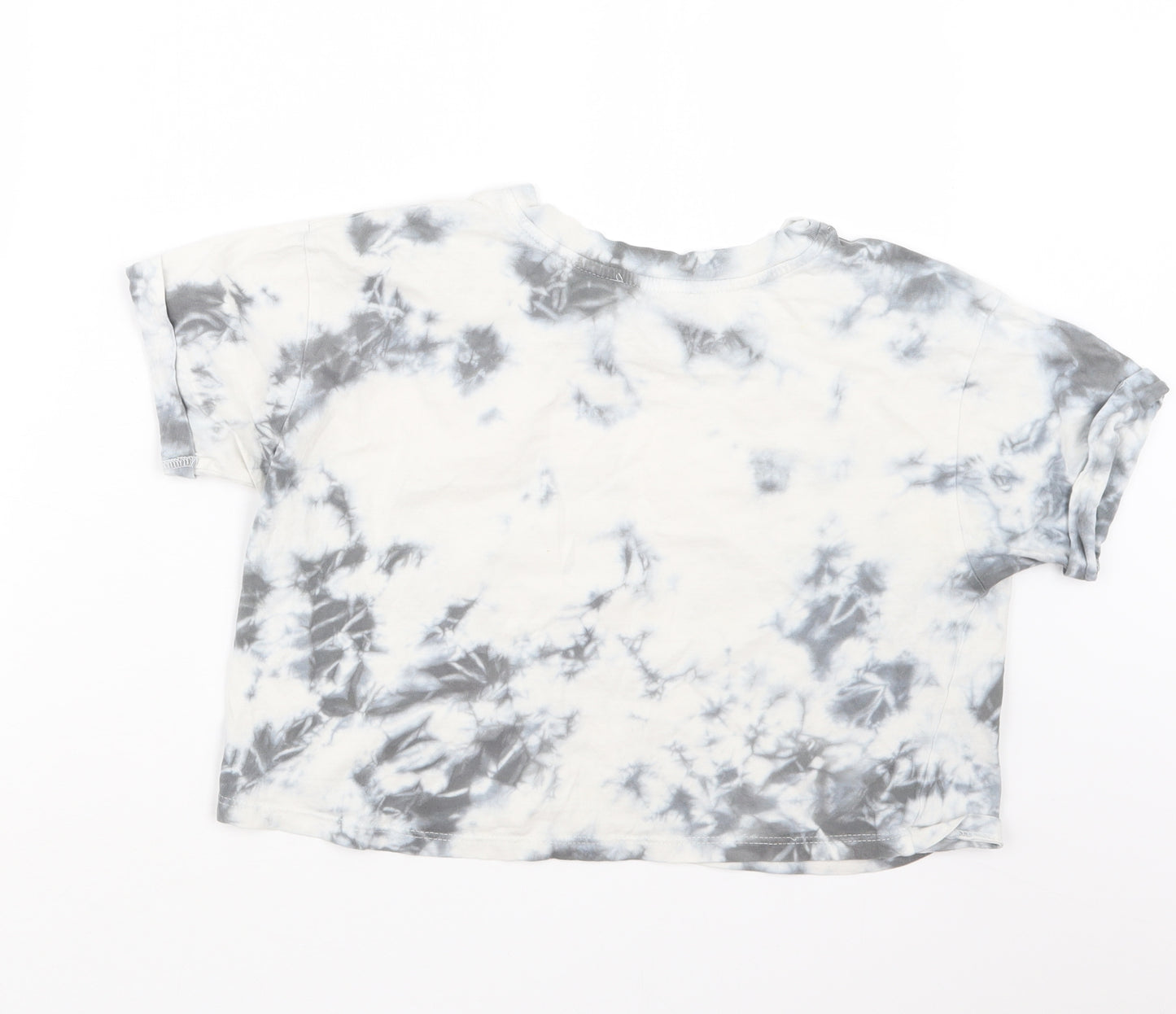 Primark Womens Grey Geometric  Cropped T-Shirt Size 4