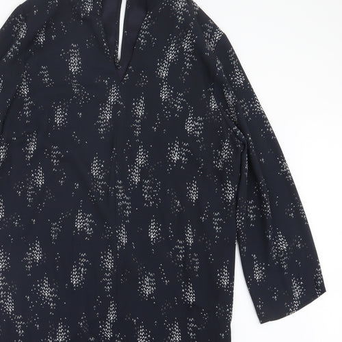 Papaya Womens Blue Geometric  Shirt Dress  Size 10