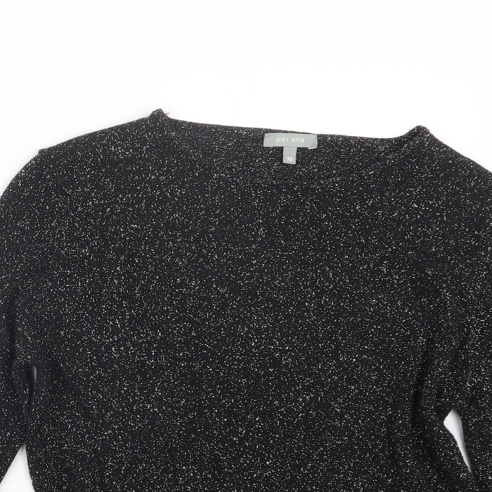 Per Una Womens Black  Knit Pullover Jumper Size 10