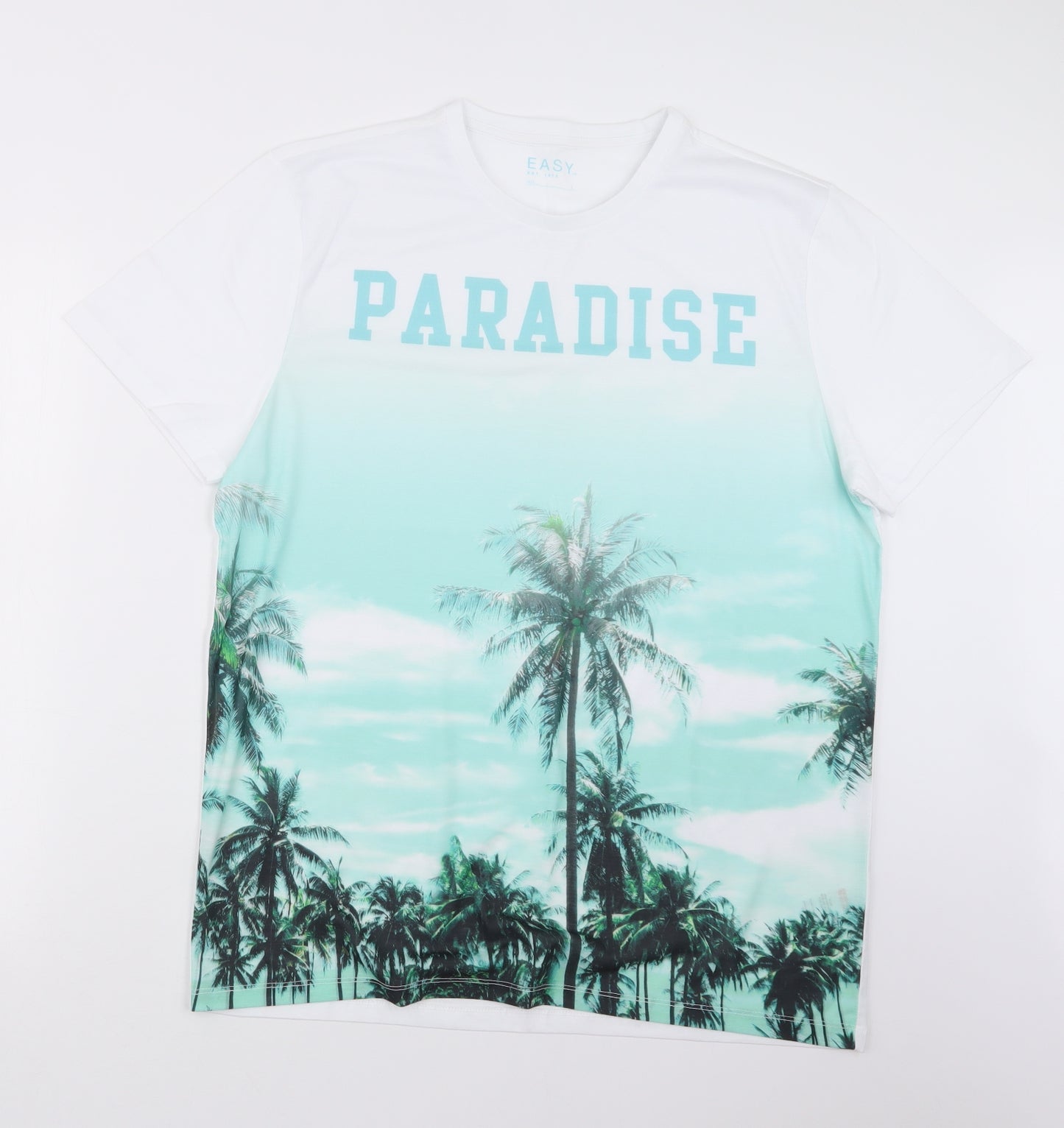 Easy Mens White Geometric   T-Shirt Size L
