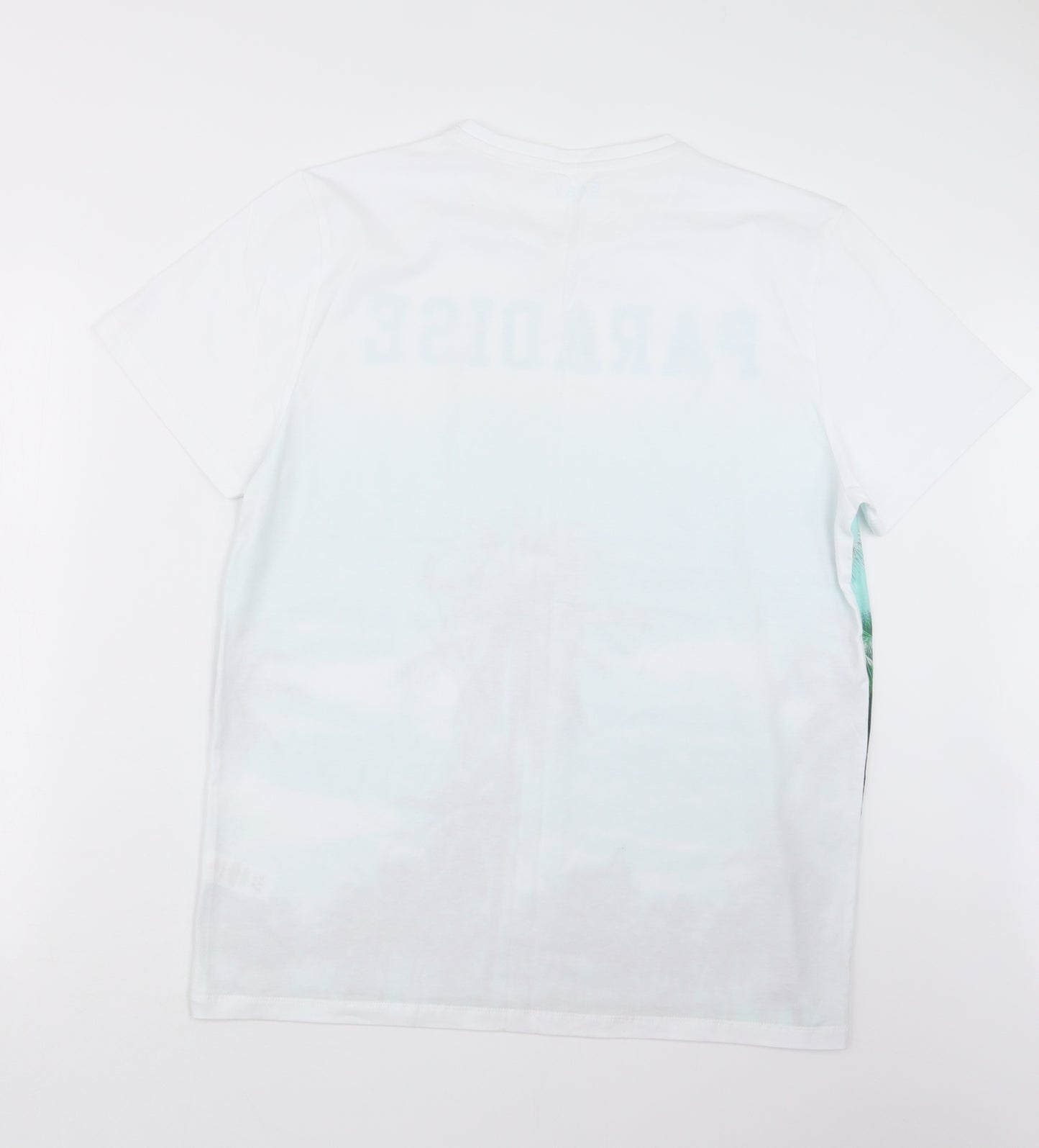 Easy Mens White Geometric   T-Shirt Size L