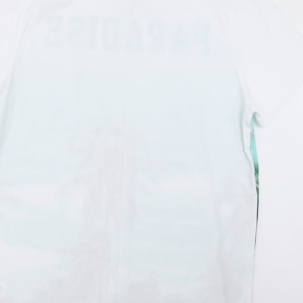 Easy Mens White Geometric   T-Shirt Size L
