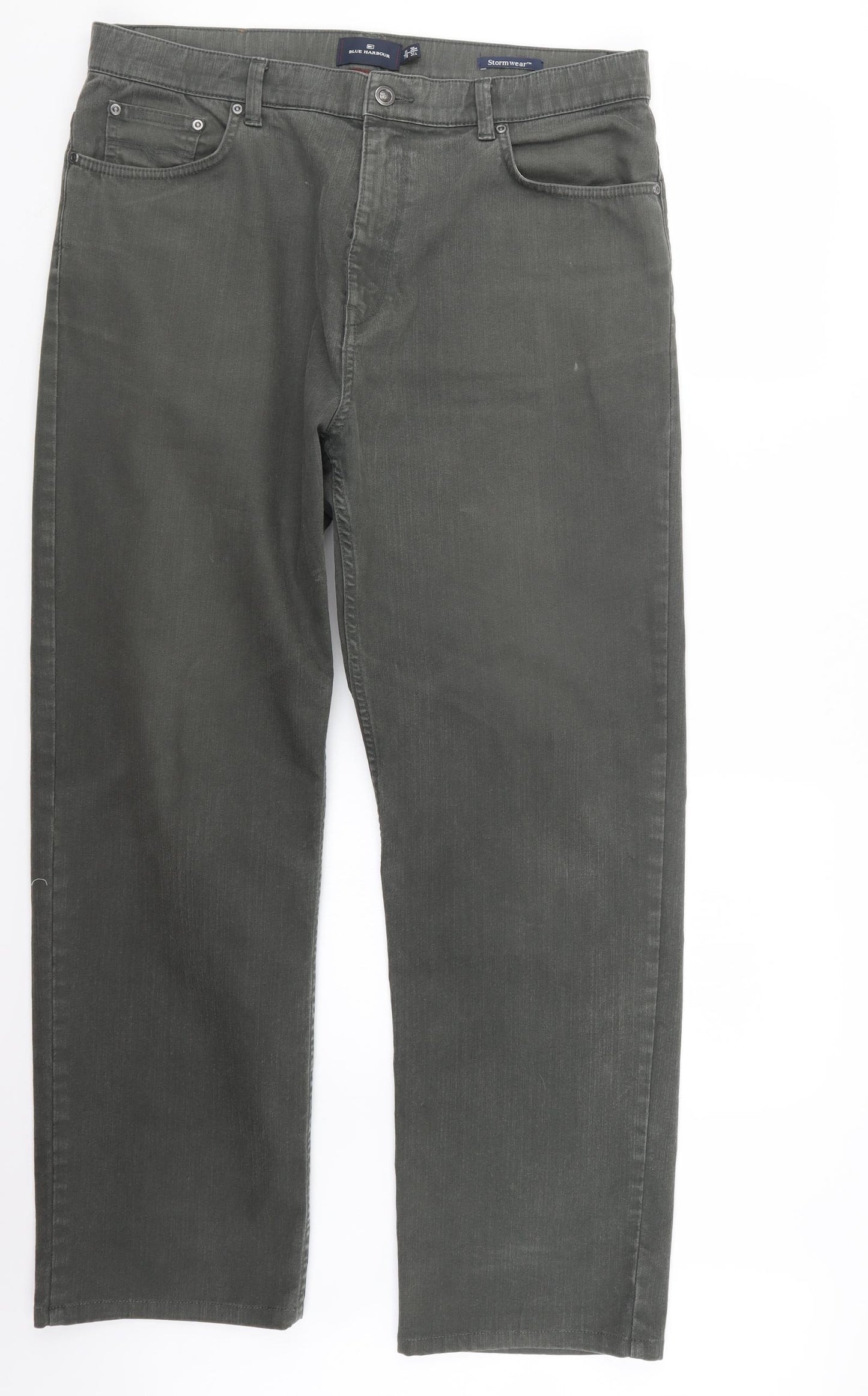 Blue Harbour Mens Green  Denim Straight Jeans Size 37 in L29 in