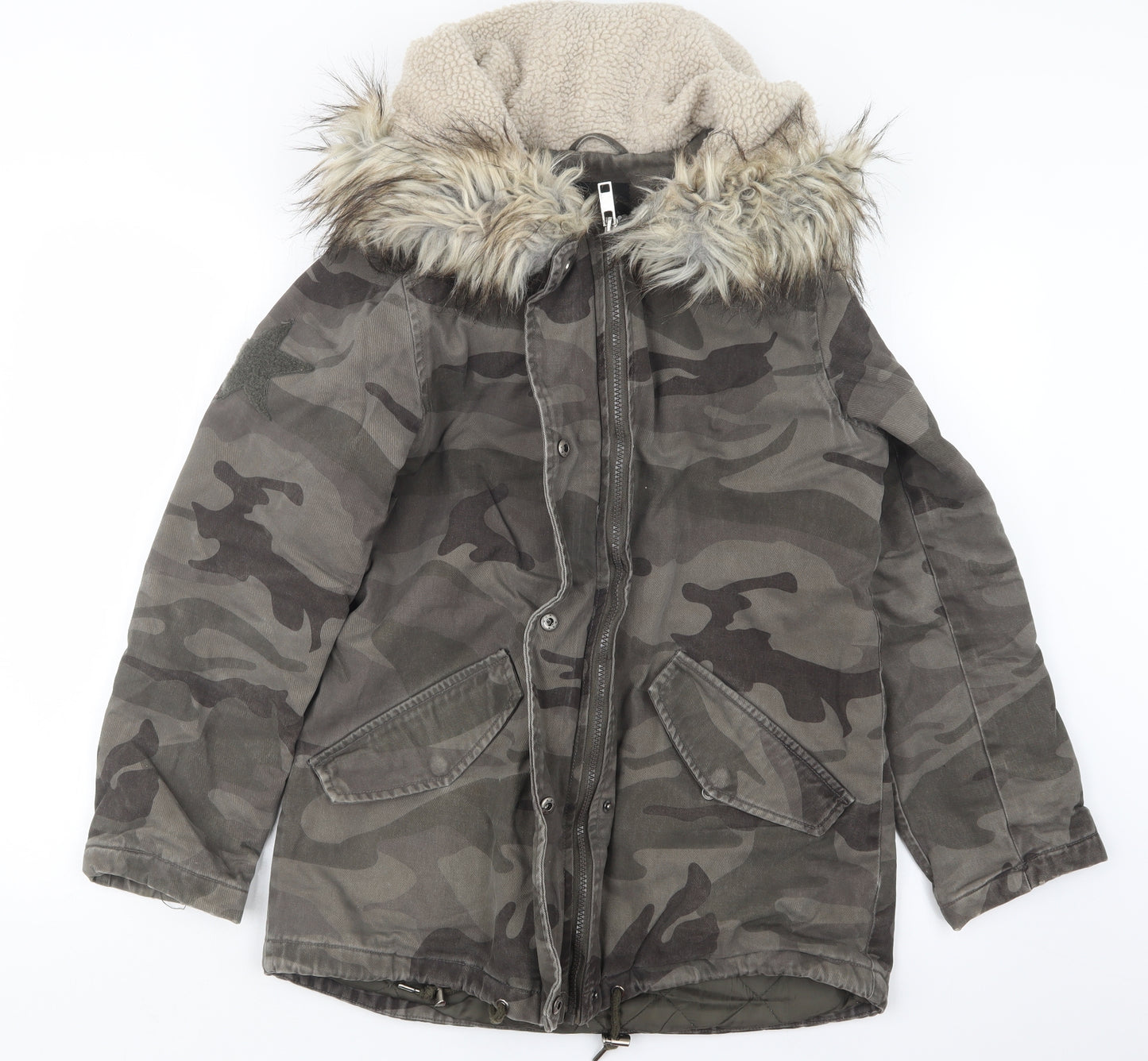 Brave Soul Womens Green Camouflage  Jacket Coat Size 10