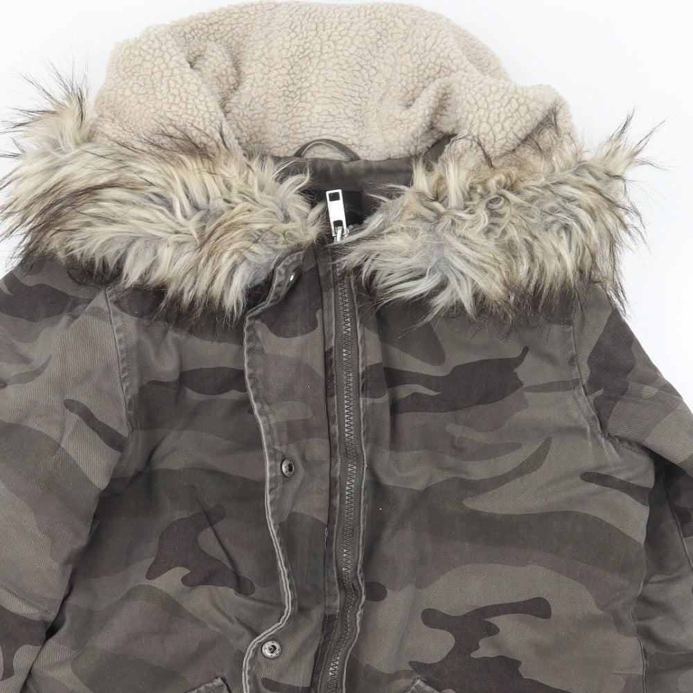 Brave Soul Womens Green Camouflage  Jacket Coat Size 10