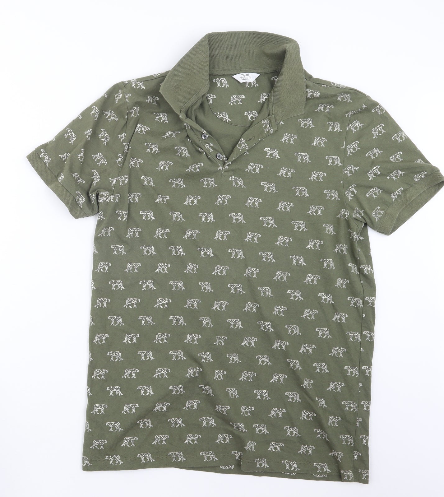 NEXT Mens Green Geometric   Polo Size M