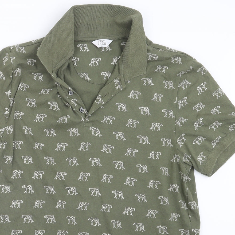 NEXT Mens Green Geometric   Polo Size M