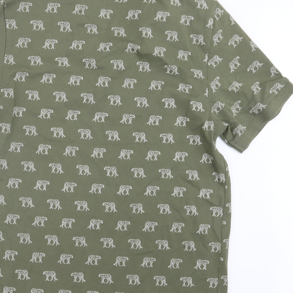 NEXT Mens Green Geometric   Polo Size M