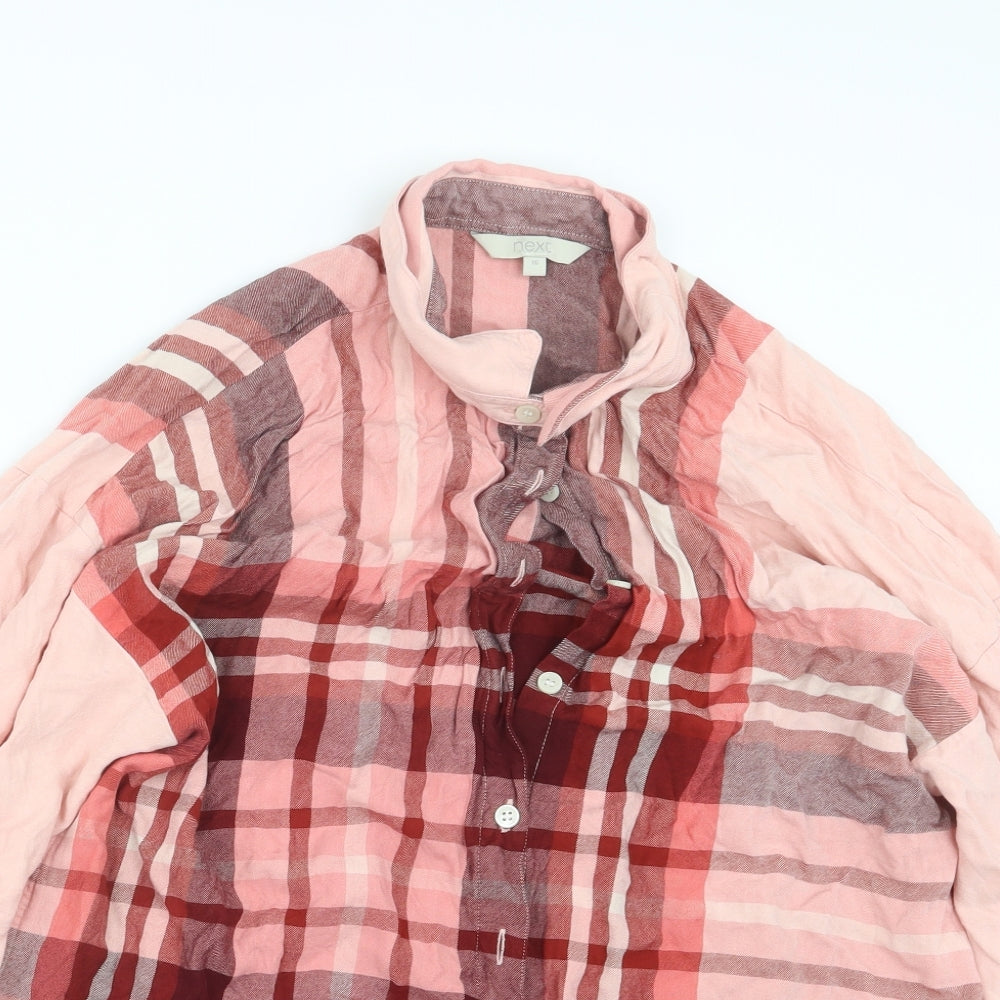 NEXT Womens Pink Check  Basic Button-Up Size 16