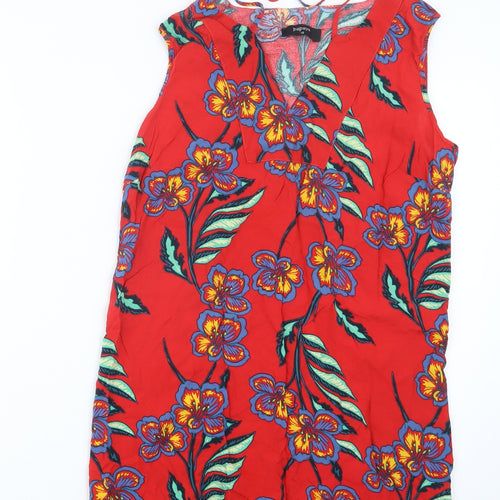 Papaya Womens Red Geometric  Basic Blouse Size 10