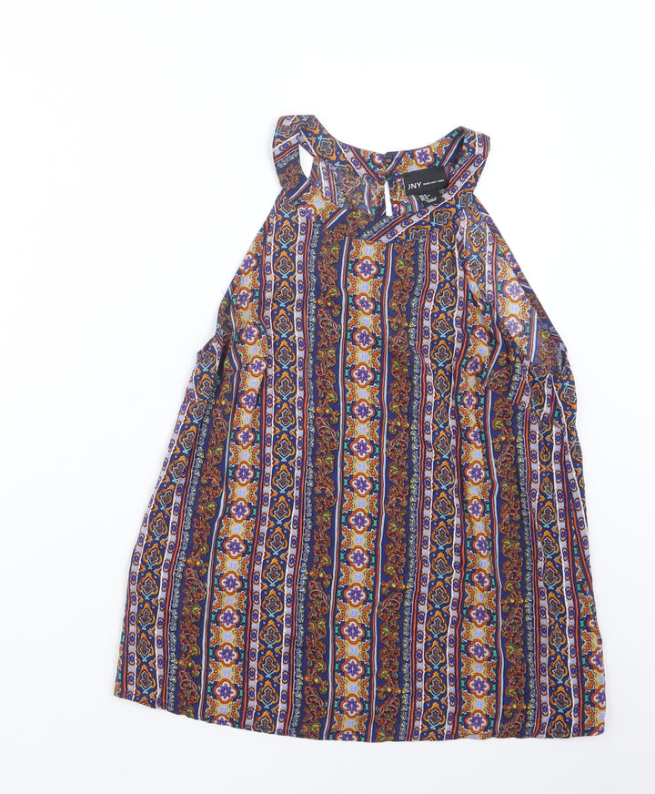 Jones New York Womens Blue Geometric  Basic Blouse Size S