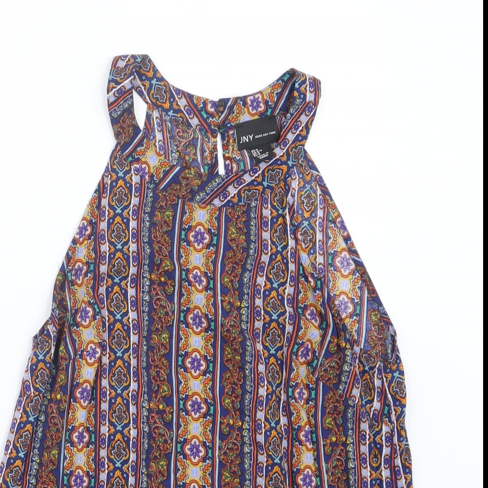 Jones New York Womens Blue Geometric  Basic Blouse Size S