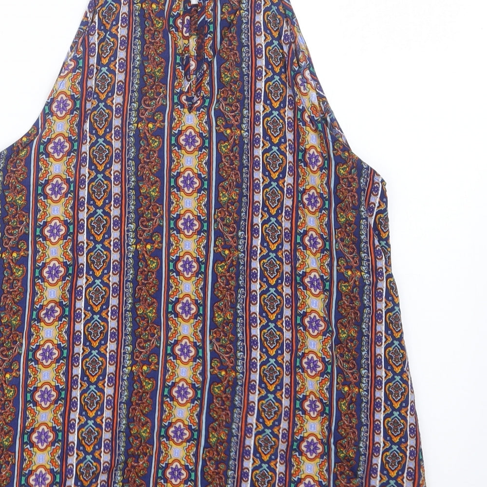 Jones New York Womens Blue Geometric  Basic Blouse Size S