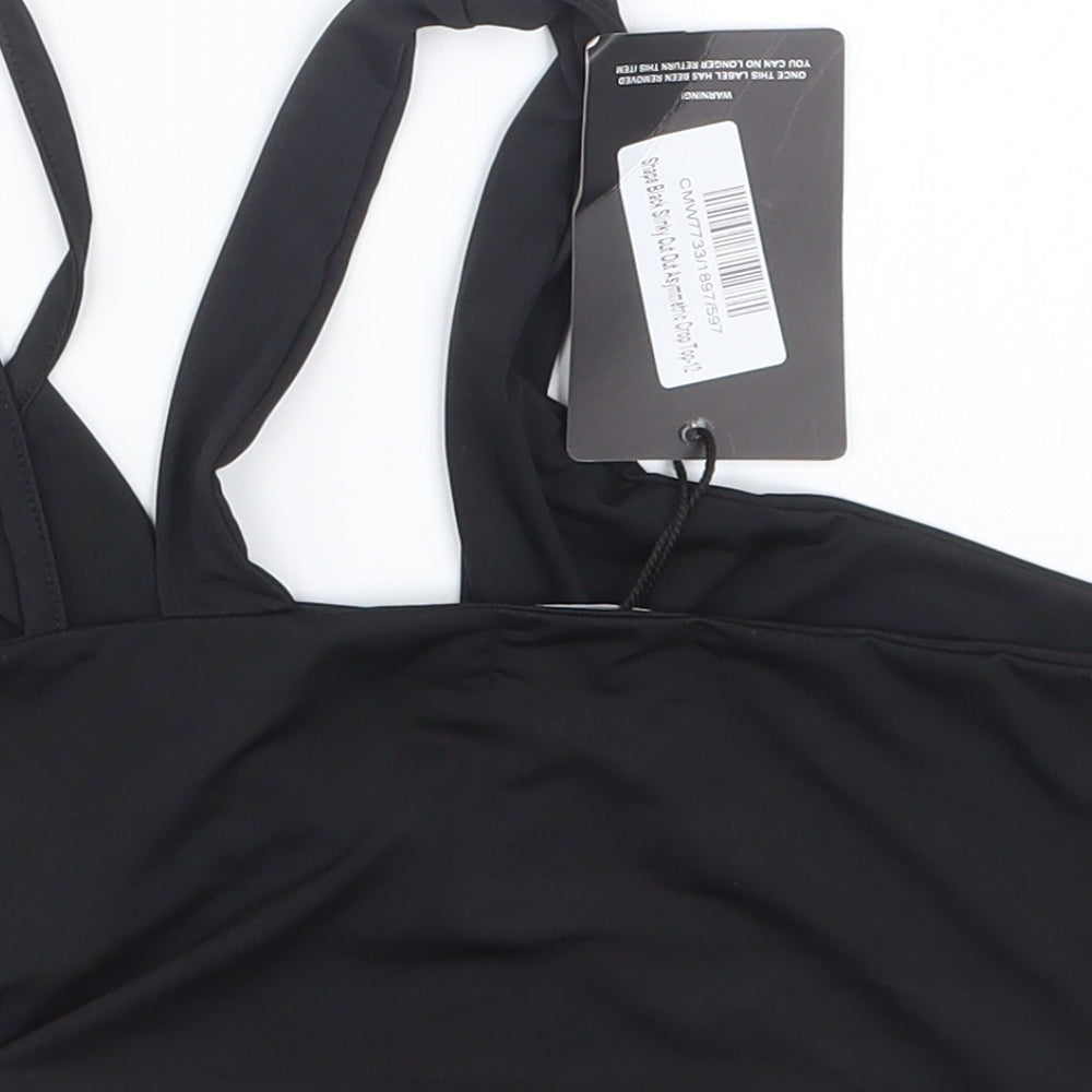 PRETTYLITTLETHING Womens Black   Cropped T-Shirt Size 12