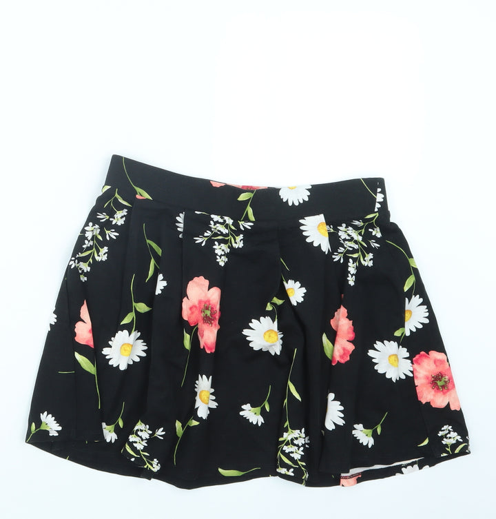 FOREVER 21 Womens Black Floral A-Line Skirt Size M