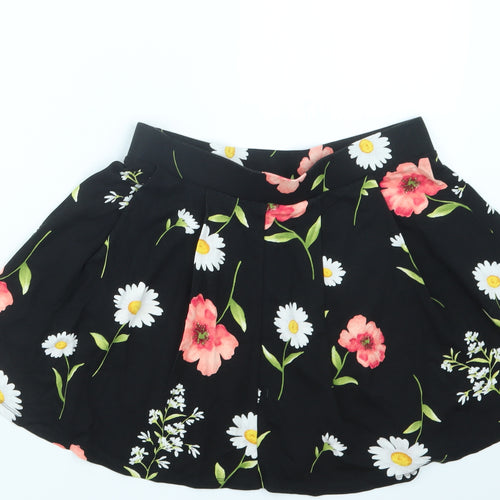 FOREVER 21 Womens Black Floral  A-Line Skirt Size M