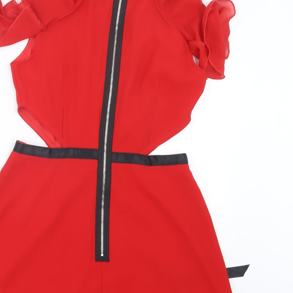 PRETTYLITTLETHING Womens Red   Playsuit One-Piece Size 6